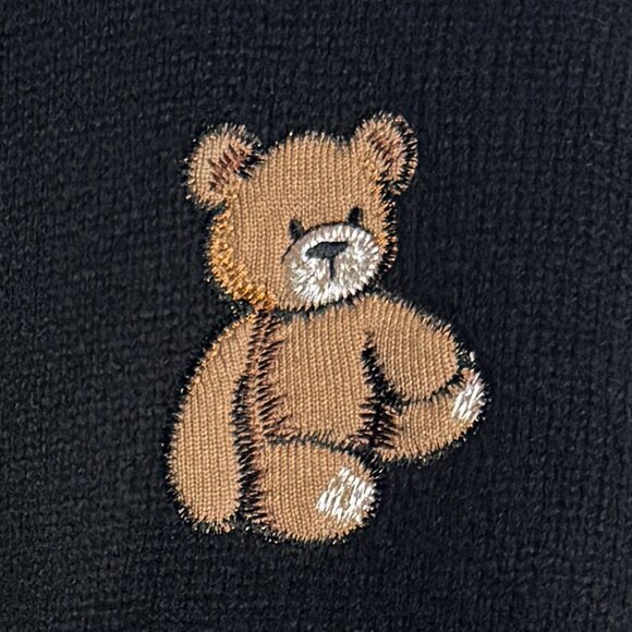 HAZEL MOON KNIT BLACK TEDDY BEAR CARDIGAN ICONIC TRENDING FALL FAVORITE MEDIUM - Picture 4 of 5